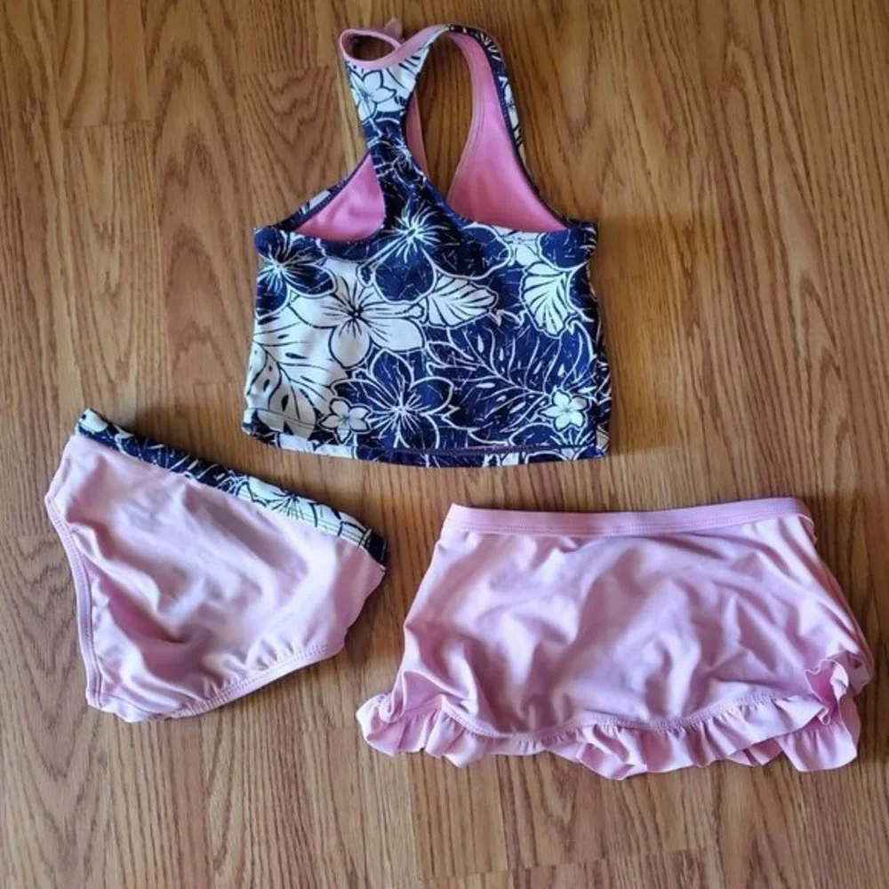 Pink Blue 3 Piece Bikini Size 4  Coverup‎ Zero Xposure